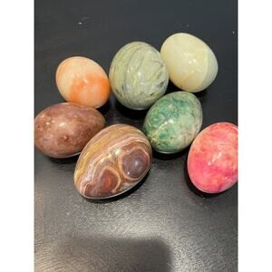 Vintage Alabaster Marble Stone Eggs Lot Of 7 3”